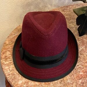 Scala Pronto Burgundy Fedora Hat with Black Band